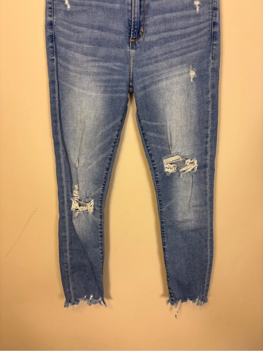 Abercrombie & Fitch Light Blue High Rise Distressed Skinny Ankle Jeans 4